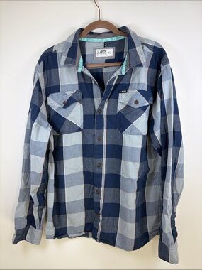 Jetty Marine Supply Company Long Sleeve Flannel Shirt-Blue Plaid-XL-Cotton